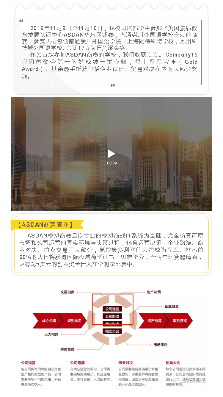 Asdan 商赛i 首战夺冠 成为青年企业家不是梦 盐城外国语学校